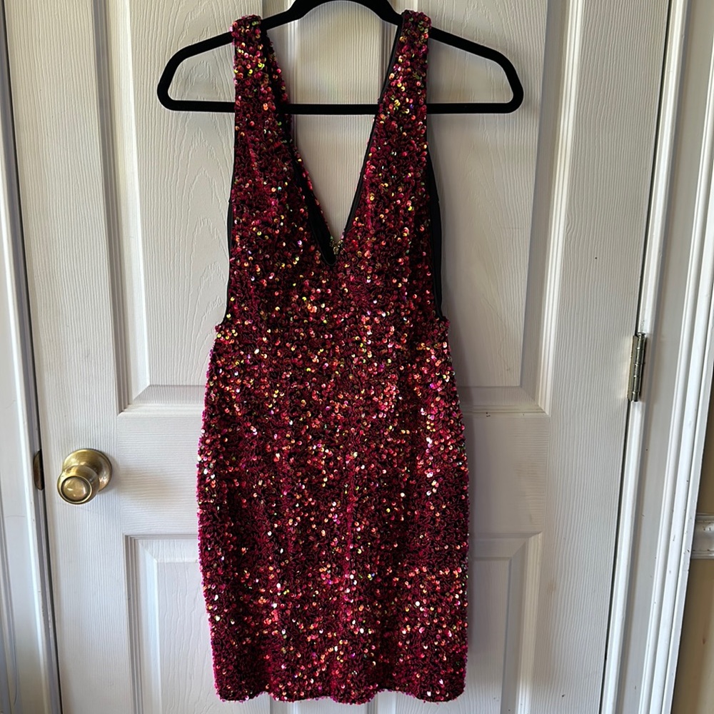 NWT Celebrity Fashion Pink Sequin Homecoming Dress - Size L